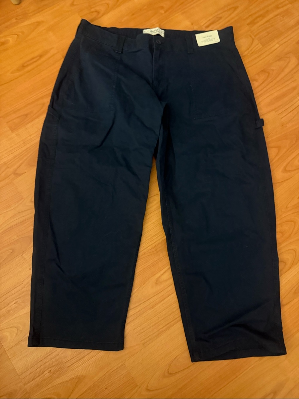 Hollister Pants Womens 16S 33S Navy Low Rise Baggy Cargo Zipper Pockets Utility